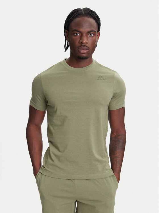 Kappa Kappa T-shirt Logo Korpo Cafers 304J150 Verde Slim Fit