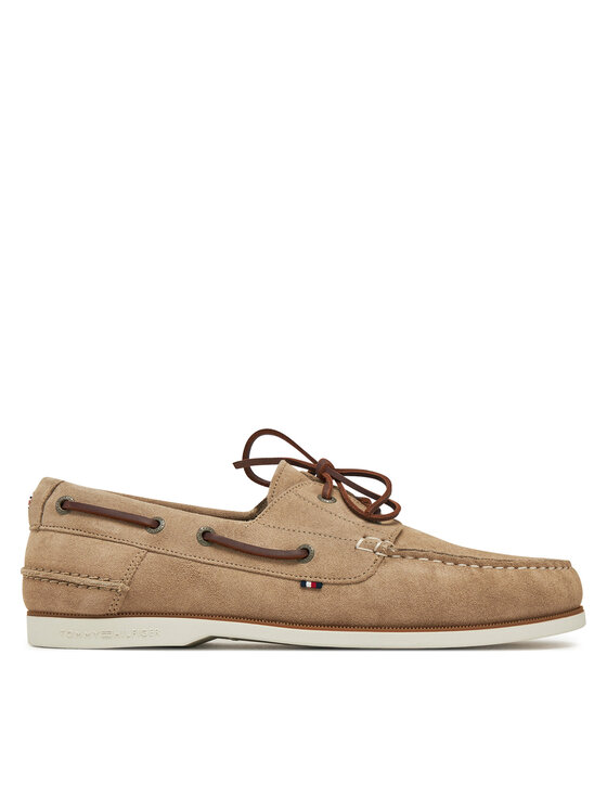 Tommy Hilfiger Īsi apavi Th Boat Shoe Core Suede FM0FM05387 Bēšs