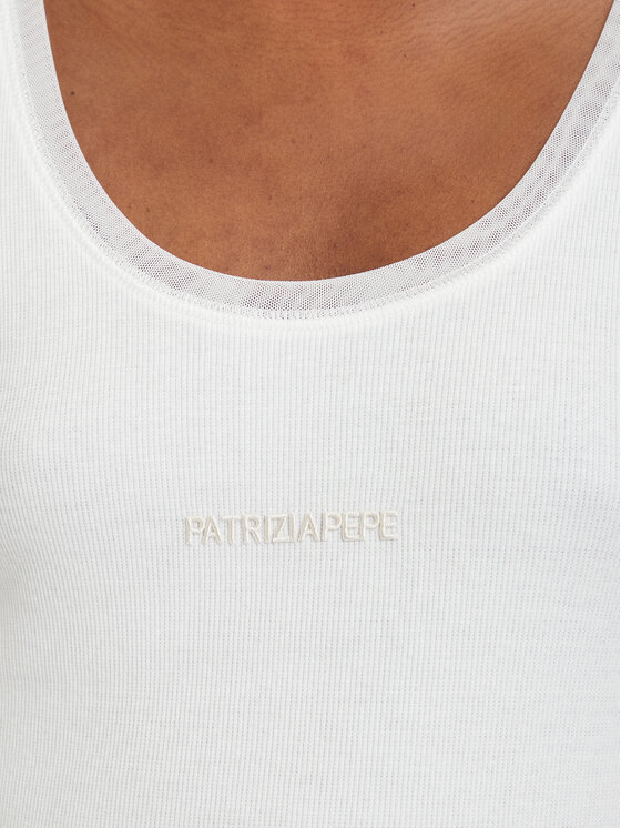 Patrizia Pepe Patrizia Pepe топ 2M4523/J407-W146 Бял Slim Fit
