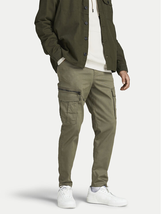 Jack&Jones Bavlnené nohavice Stace 12194246 Zelená Tapered Fit