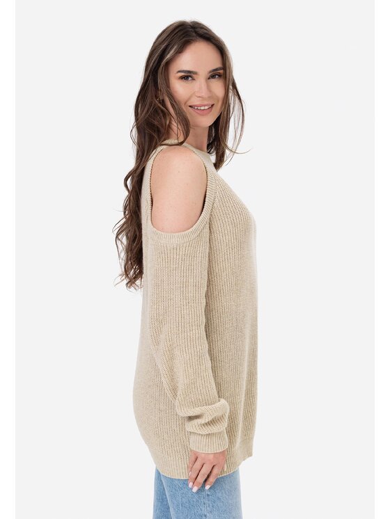 LAURELLA LAURELLA Sweter 6TU026 Beżowy Regular Fit