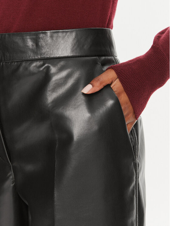 Calvin Klein Calvin Klein Ādas bikses K20K207083 Melns Straight Leg