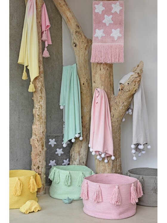 Lorena Canals Lorena Canals Przechowywanie Kosz Basket Tassels Soft Mint Zielony