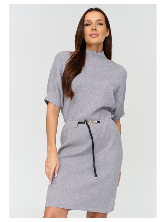 Makadamia Makadamia Sukienka codzienna C81 Szary Loose Fit