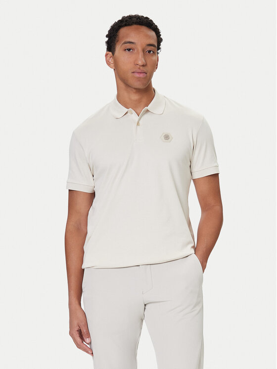 BOSS BOSS Tricou polo Future 50543891 Écru Regular Fit
