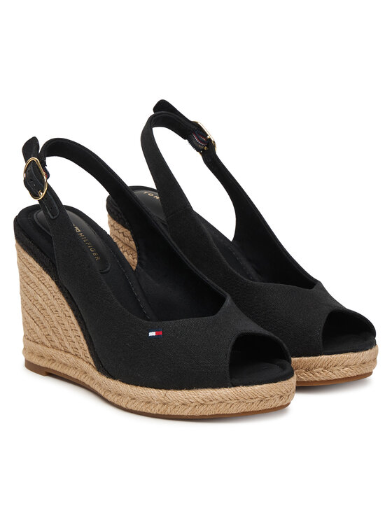 Tommy Hilfiger Tommy Hilfiger Espadrile Flag High Wedge Espad Slingback FW0FW09343 Negru