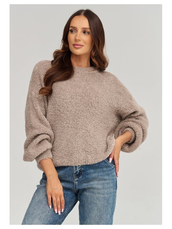 Makadamia Makadamia Sweter C92 Brązowy Loose Fit