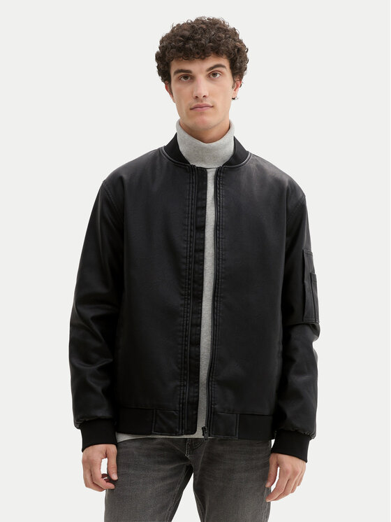 Tom Tailor Denim Tom Tailor Denim Bunda z imitace kůže 1041780 Černá Regular Fit