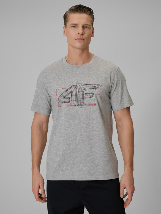 4F 4F T-shirt COMMERCIAL 12 Grigio chiaro Regular Fit