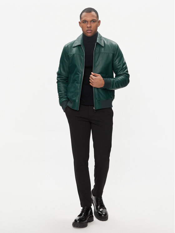 Serge Pariente Serge Pariente Lederjacke Amos Grün Regular Fit