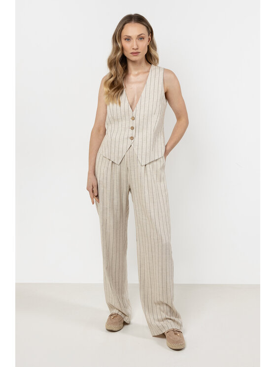 Awama Awama Spodnie damskie A725 Beżowy Basic Fit
