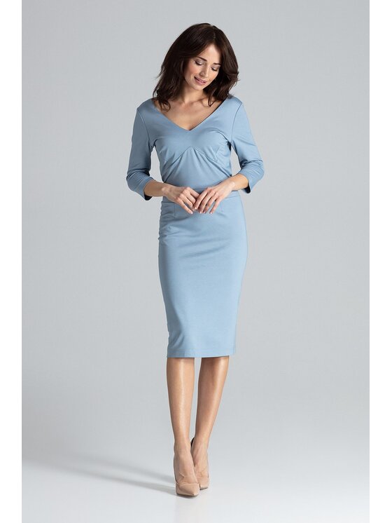 Lenitif Lenitif Sukienka K476 Niebieski Regular Fit