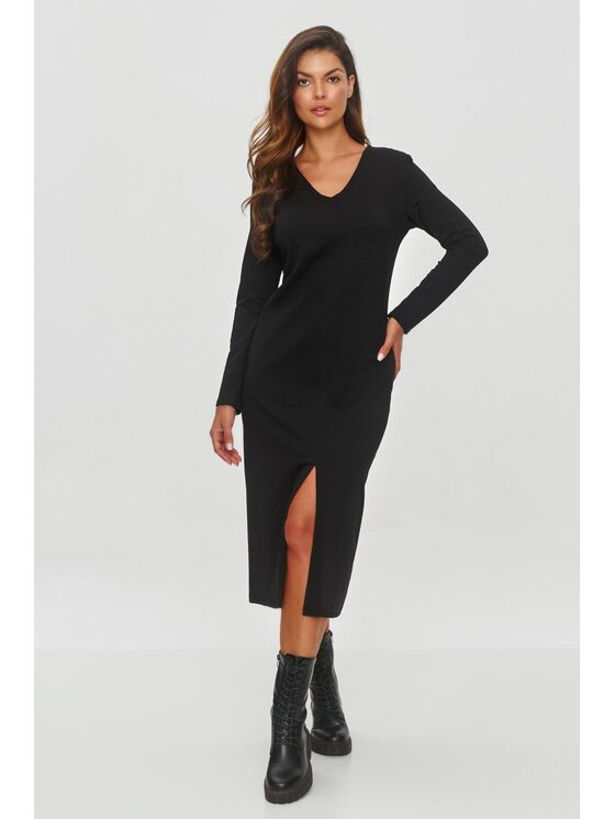 Makadamia Makadamia Sukienka codzienna M845 Czarny Regular Fit