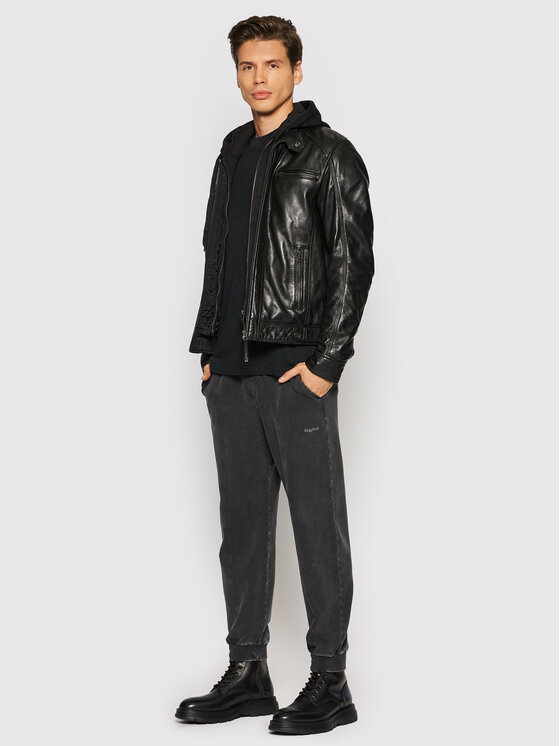 Serge Pariente Serge Pariente Lederjacke Eriko Schwarz Regular Fit