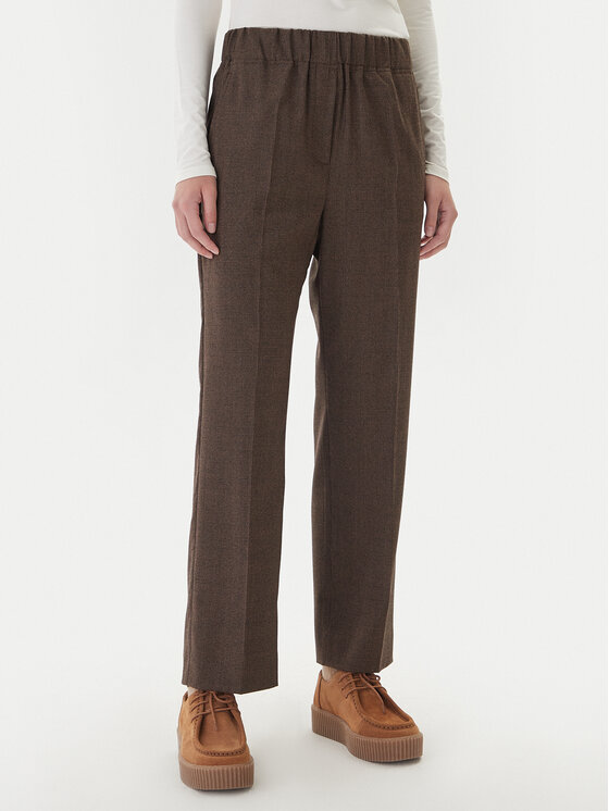 Weekend Max Mara Weekend Max Mara Kalhoty z materiálu Hataley 2525136022 Hnědá Regular Fit