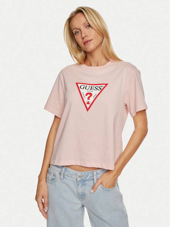 Guess Jeans Guess Jeans Тишърт W4YI73 K8HM0 Розов Regular Fit