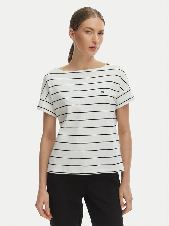 Tommy Hilfiger Tricou WW0WW49723 Écru Loose Fit