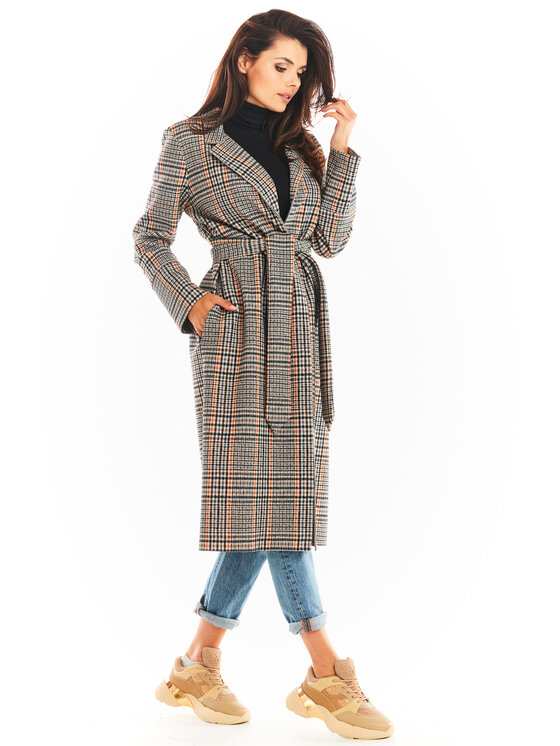 Awama Awama Płaszcz A368 Granatowy Basic Fit