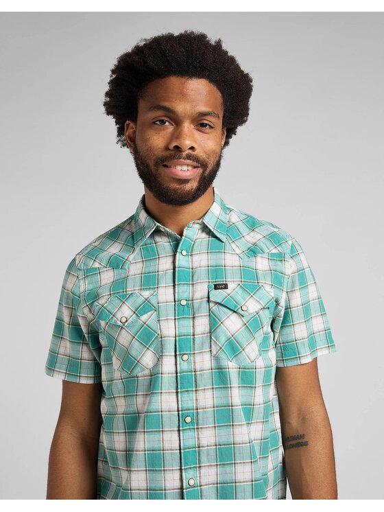 Lee Lee Camicia SS WESTERN SHIRT Verde Regular Fit