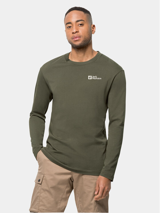 Jack Wolfskin Majica z dolgimi rokavi Essential Longsleeve 1808821 Khaki Regular Fit