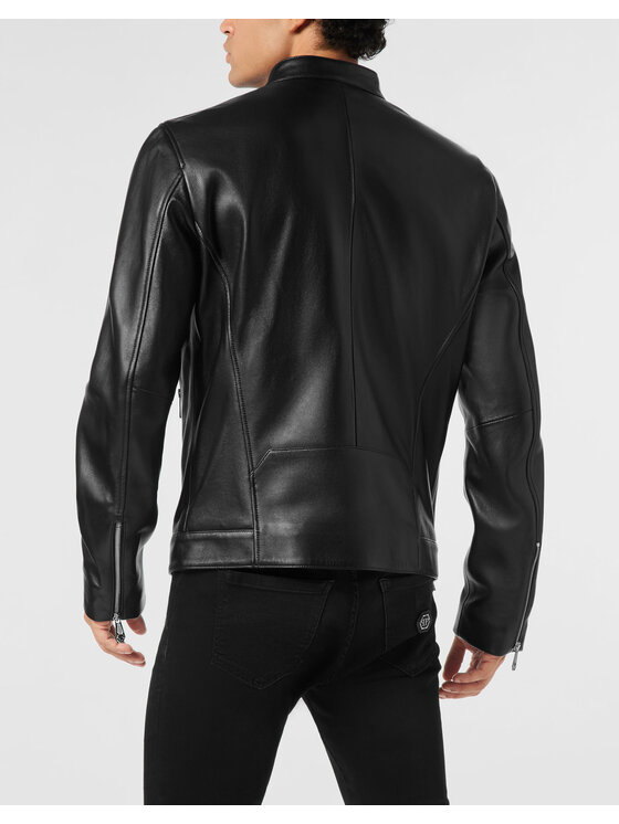 PHILIPP PLEIN PHILIPP PLEIN Kurtka skórzana 27857 Czarny Slim Fit