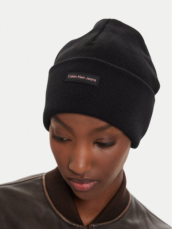 Calvin Klein Czapka Inst Patch Beanie K60K612322 Czarny Modivo.pl