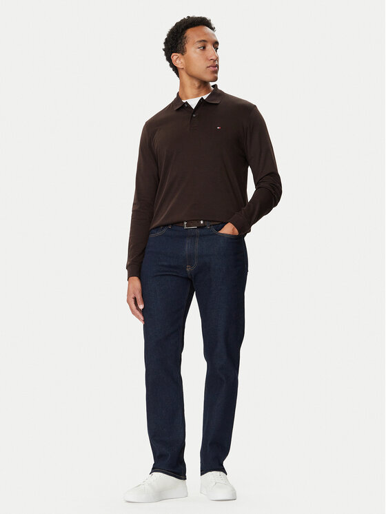Tommy Hilfiger Tommy Hilfiger Тениска с яка и копчета MW0MW37317 Тъмнокафяв Regular Fit