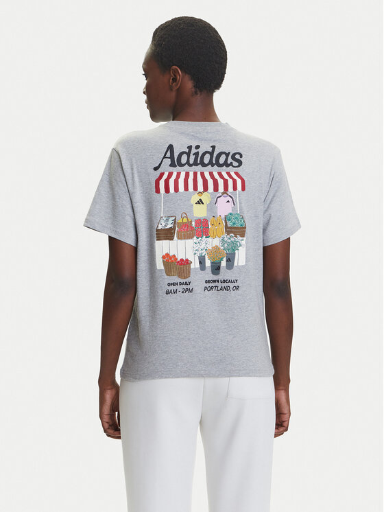 adidas adidas T-Shirt Farmers Market Graphic KB2486 Szary Regular Fit