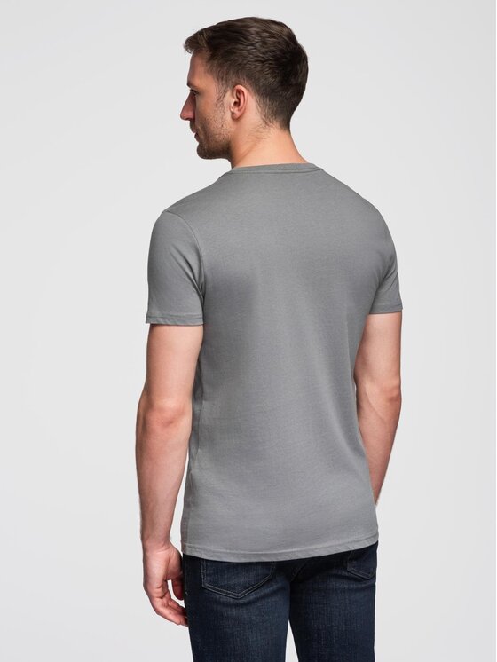Ombre Ombre T-Shirt OM-TSCT-0151 Szary Regular Fit