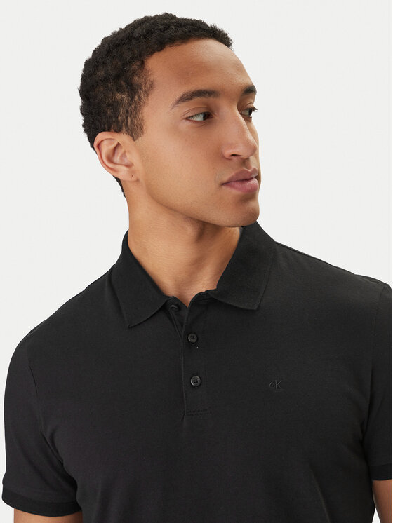 Calvin Klein Jeans Calvin Klein Jeans Тениска с яка и копчета Classic Monogram LV04RD255G Черен Regular Fit