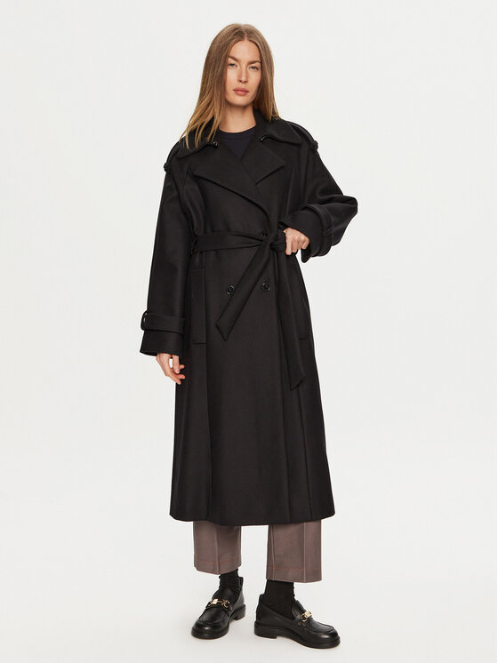 IVY OAK Cappotto di lana Caroline Ann IO111137 Nero Relaxed Fit, taglia : 40