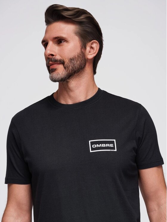 Ombre Ombre T-Shirt OM-TSPT-0231 Czarny Regular Fit