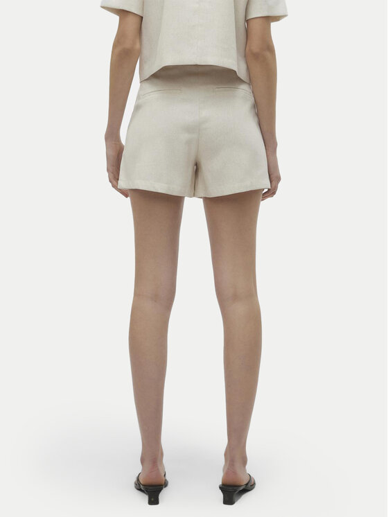 Vero Moda Vero Moda Šortky z materiálu Florence 10306692 Écru Regular Fit