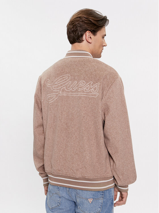 Guess Guess Kurtka bomber Logo M4RL39 WFWS2 Beżowy Regular Fit
