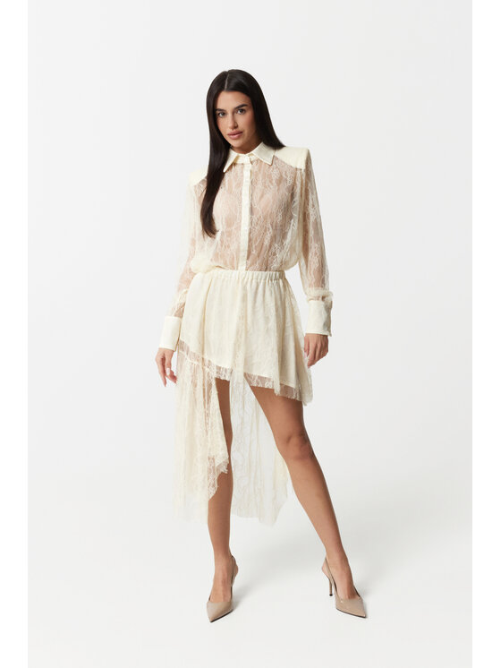 Magda Matyja Magda Matyja Spódnica midi INES SKIRT Kremowy Regular Fit
