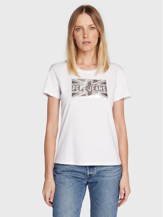 Pepe Jeans Majica Pearl PL505222 Bela Regular Fit