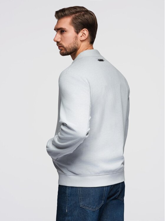 Ombre Ombre Kurtka bomber OM-JANP-0159 Szary jasny Regular Fit