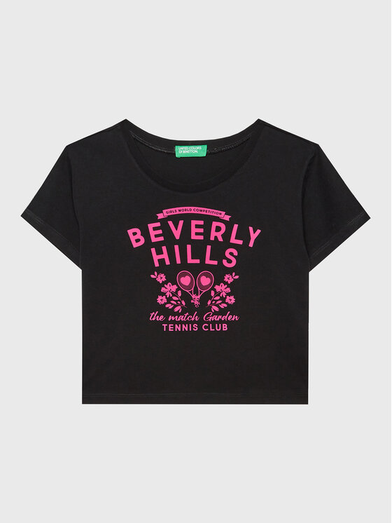 United Colors Of Benetton Tricou 3096C10AO Negru Cropped Fit