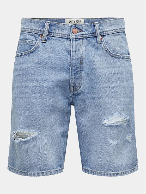 Only & Sons Only & Sons Pantaloni scurți de blugi Edge 22029647 Albastru Straight Fit