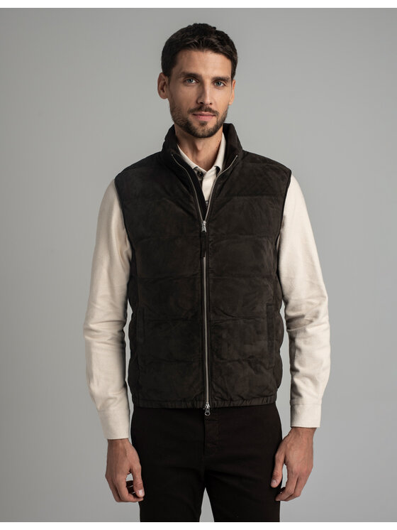 Borgio Borgio Kamizelka calvignano_br2 Brązowy Slim Fit