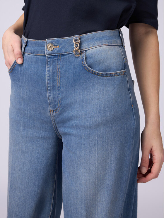 Oltre Oltre Jeansy P552R008406N004 Turkusowy Baggy Fit