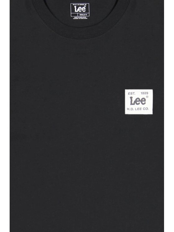Lee Lee T-Shirt WOVEN LABEL TEE Czarny Regular Fit