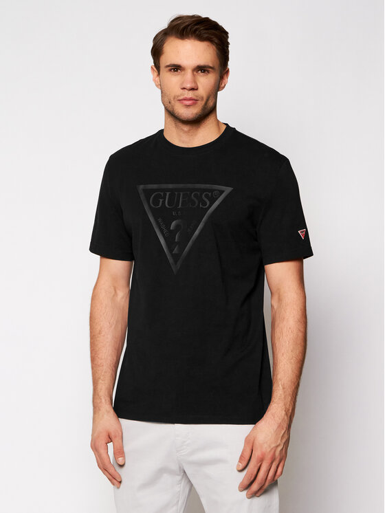 Guess Guess T-krekls Ss U1GA06 J1311 Melns Regular Fit