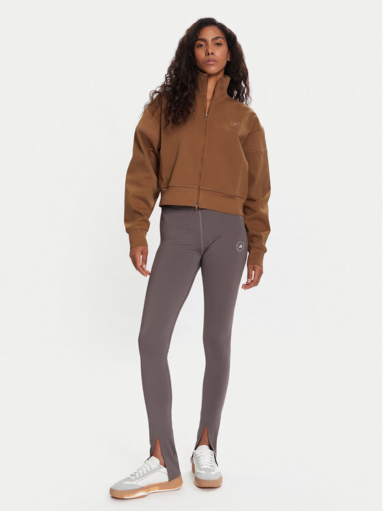 adidas by Stella McCartney adidas by Stella McCartney Majica dugih rukava Knitted Track Top JX6782 Smeđa Regular Fit