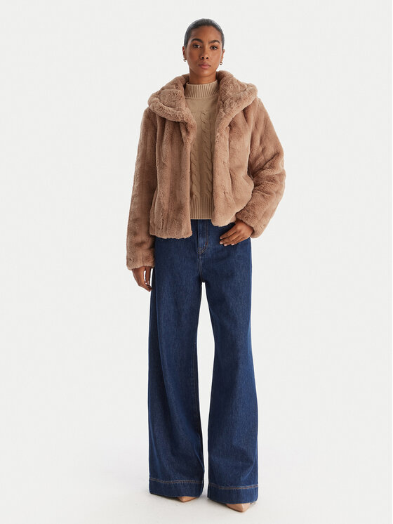 Guess Guess Кожено палто W0BL0N WDCH0 Бежов Regular Fit