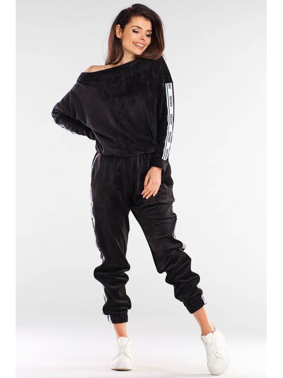Awama Awama Spodnie damskie A409 Czarny Basic Fit