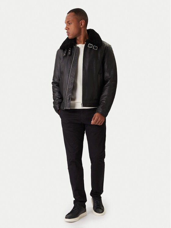 BOSS BOSS Kožená bunda H-Mupablo 50540917 Černá Regular Fit