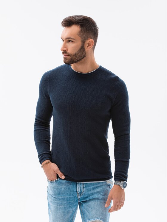 Ombre Ombre Sweter E121 Granatowy Regular Fit