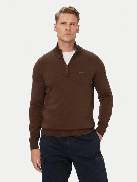 Aeronautica Militare Pulover 262MA1670UL00506 Maro Regular Fit