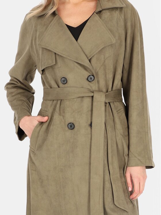 Perso Perso Płaszcz przejściowy BLE252325F Khaki Regular Fit